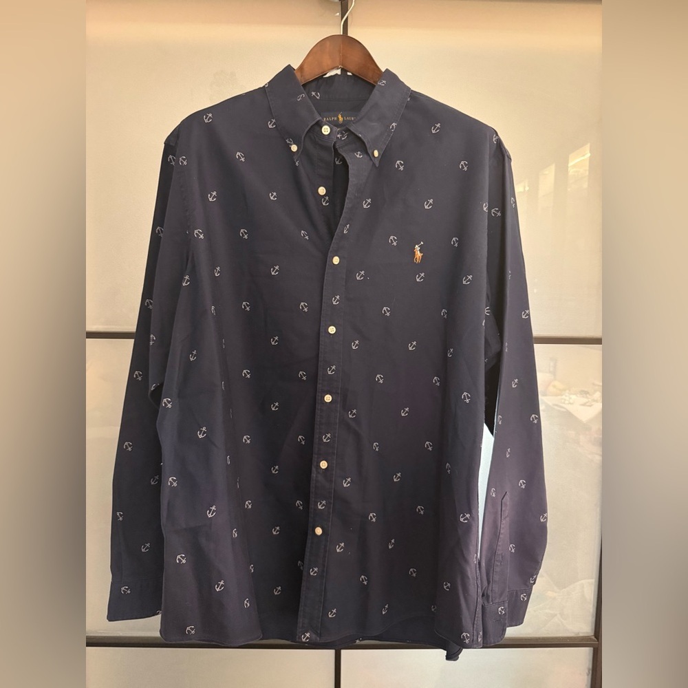 Polo Ralph Lauren Men's Blue Anchor Pattern Shirt